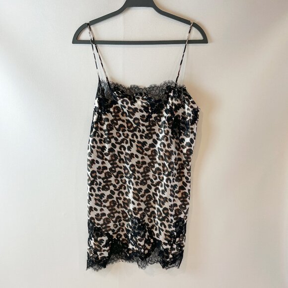 Victoria's Secret Other - NWOT Victoria's Secret Slip Dress Nightgown Large L Leopard Print Lace Trim
